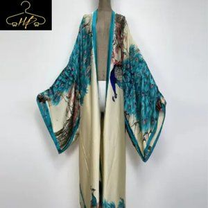 Royal Peacock Silk Duster